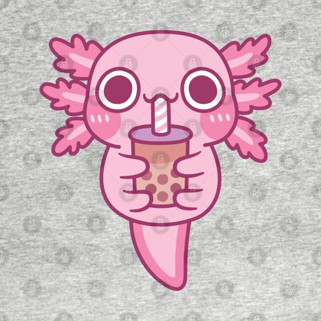 Cute Little Axolotl Drinking Bubble Tea by rustydoodle